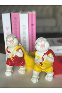 Dekoratif 2'li Havuç Saksılı Tavşan Biblosu ürün fotoğrafı