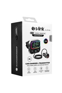 Slbt405 Rgb Bluetooth V5.0 Geniş Led Ekran Tf Kart Çift Usb Qc3.0 Ve Pd18w Hızlı Şarj Fm Transmitter ürün fotoğrafı