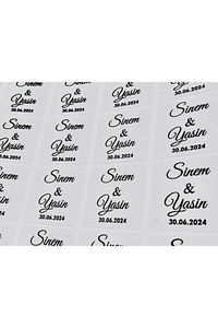 Kişiye Özel Kına-nişan-nikah-düğün Etiket-özel Kesim 50 Adet Şeffaf Sticker 3,5x3,5cm Kare Ks01-35 ürün fotoğrafı
