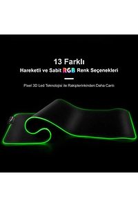 Rgb Mousepad 80x30 Cm 13 Farklı Renk Modu Su Geçirmez Oyuncu Gaming Xl Mausepad ürün fotoğrafı