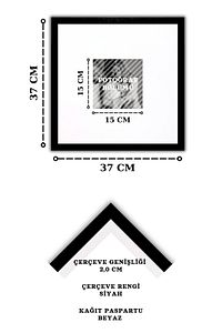 Fotoğraf Çerçeve Seti 3 Adet 37x37 Cm Iç Ölçü 15x15 Siyah Çerçeve Beyaz Kağıt Paspartu Camlı ürün fotoğrafı