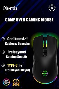 Game Over Rgb Kablosuz Şarjlı Profesyonel Fps Gaming Oyuncu Mouse ürün fotoğrafı