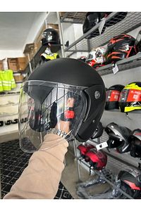 Kask Yarım Yazlık Motosiklet Kaskı Açık Kask Siyah A- Kalite ürün fotoğrafı