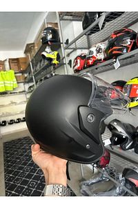 Kask Yarım Yazlık Motosiklet Kaskı Açık Kask Siyah A- Kalite ürün fotoğrafı