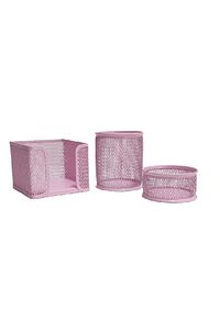 Masaüstü Perfore 3'lü Toz Pembe Kalemlik Seti Nd-1001 ürün fotoğrafı