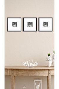 Fotoğraf Çerçeve Seti 3 Adet 37x37 Cm Iç Ölçü 15x15 Siyah Çerçeve Beyaz Kağıt Paspartu Camlı ürün fotoğrafı