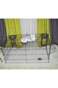 Köpek Kedi Çiti Kafesi 120cmx60cmx48cm I Tip Oyun Eğitim Alanı 8 Parça Panel Çit Siyah ürün fotoğrafı