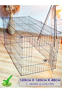 Köpek Kedi Çiti Kafesi 120cmx60cmx48cm I Tip Oyun Eğitim Alanı 8 Parça Panel Çit Siyah ürün fotoğrafı