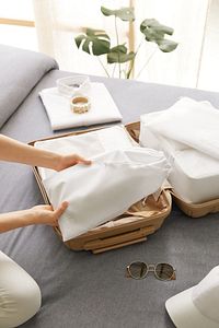 4'lü Yıkanabilir Beyaz Paraşüt Kumaş Valiz Düzenleyici Bavul Içi Organizer Set, Seyahat Hurcu ürün fotoğrafı