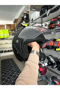 Kask Yarım Yazlık Motosiklet Kaskı Açık Kask Siyah A- Kalite ürün fotoğrafı