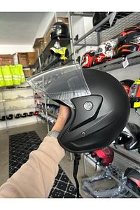 Kask Yarım Yazlık Motosiklet Kaskı Açık Kask Siyah A- Kalite ürün fotoğrafı
