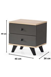 Ae-2029 Inci 2 Çekmeceli Antrasit Komodin 49 cm ürün fotoğrafı
