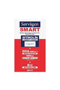 Smart 30 Kapsül ( Sitikolin Dha Omega 3 Ve B12 içeren Takviye Edici Gıda ) ürün fotoğrafı