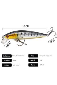 10cm 9gr Minnow, Sahte Yem, Lures,rapala,suni Yem,spin, Maket ,levrek, Lüfer, Çupra, Kefal, Turna ürün fotoğrafı