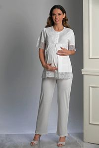 3022 Özel Tasarım Lohusa Pijama Takımı 3'lü Set ürün fotoğrafı