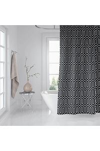 Siyah Banyo Perdesi-tek Kanat Banyo Dekorasyon Ürünü Duş Perdesi, Lüks Duşakabin Perdesi Ethnic ürün fotoğrafı