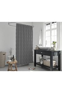 Siyah Banyo Perdesi-tek Kanat Banyo Dekorasyon Ürünü Duş Perdesi, Lüks Duşakabin Perdesi Ethnic ürün fotoğrafı