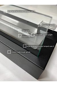 Metal Siyah Renk Masa Üstü Şömine Sertifikalı Yakıt Ve Dekoratif Taş Hediyeli ürün fotoğrafı