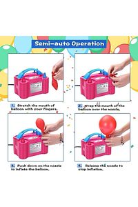100 Adet Karışık Balon Çift Çıkışlı Elektrikli Balon Şişirme Makinası ürün fotoğrafı
