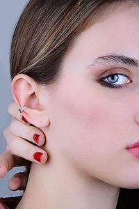 Gümüş Rodyumlu Sade Ear Cuff Kıkırdak Küpe Sgtl11958rodaj ürün fotoğrafı