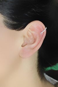 Gümüş Rodyumlu Zirkon Taşlı Tekli Kıkırdak Küpe Sgtl10571rodaj ürün fotoğrafı
