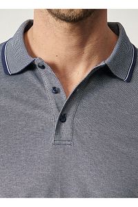Erkek Çekmeyen Pamuklu Kumaş Slim Fit Dar Kesim Lacivert Kıvrılmaz Polo Yaka Tişört ürün fotoğrafı