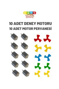 10 Adet Deney Motoru ( Dc Motor ) + 10 Adet Deney Motoru Pervanesi ürün fotoğrafı