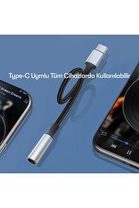 Yüksek Kalite Tak Çalıştır Type-c To Aux 3.5mm Kulaklık Jak Dönüştürücü Kırılmaz Hasır Örgü Kablo ürün fotoğrafı
