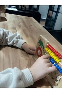 Montessori abaküs ahşap abaküs eğitici öğretici saatli ürün fotoğrafı