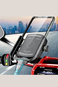 Motosiklet 360 Derece Telefon Tutucu Ayna ve Gidon Bağlantılı. 18W USB Şarj Çıkışı ürün fotoğrafı