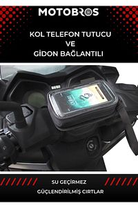Motosiklet Sürücüsü Kol Ve Gidona Takılabilir Çantalı Telefon Tutucu 6,5"'e Kadar ürün fotoğrafı
