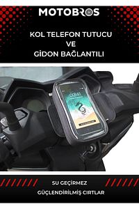 Motosiklet Sürücüsü Kol Ve Gidona Takılabilir Çantalı Telefon Tutucu 6,5"'e Kadar ürün fotoğrafı