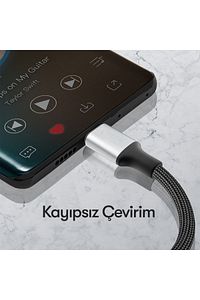 Yüksek Kalite Tak Çalıştır Type-c To Aux 3.5mm Kulaklık Jak Dönüştürücü Kırılmaz Hasır Örgü Kablo ürün fotoğrafı