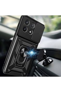 Poco X6 Pro 5G Kılıf Kamera Korumalı Sürgülü Yüzüklü Armor Tank Kapak ürün fotoğrafı