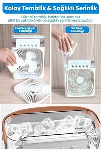 Smart Taşınabilir Işıklı 5 Spreyli Vantilatör Buzlu Buharlı Vantilatör Mini Fan Nemlendirici ürün fotoğrafı