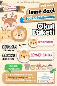 Okul Etiketi Kalem Defter Özel Isim Yazılabilen Etiket 190 Adet ürün fotoğrafı