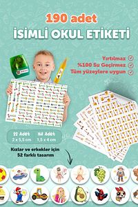 Okul Etiketi Kalem Defter Özel Isim Yazılabilen Etiket 190 Adet ürün fotoğrafı