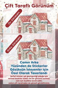 Yılbaşı Şeffaf Karlı Şehir Yeni Yıl Çocuk Bebek Odası Sticker Seti  Çift Yön Görünümlü ürün fotoğrafı