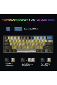 Z-11 Mini 60% Mekanik Gaming Mini Red Switch Klavye (siyah, Gri, Turuncu Tuşlar) ürün fotoğrafı