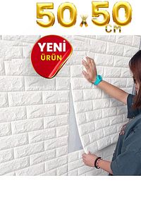 50x50cm(0,25M2) Kendinden Yapışkanlı Beyaz Esnek Sünger Beyaz Tuğla Duvar Kağıdı Paneli Köpük ürün fotoğrafı