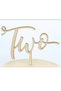 Ahşap Pasta Süsü Two Iki Yaş Mdf ürün fotoğrafı