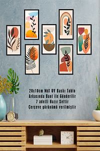 7 Parça Çerçeve Görünümlü Oturma Odası, Salon, Ofis, Çalışma Odası Tablo Seti - Set-67 ürün fotoğrafı