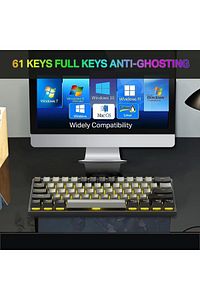 Z-11 Mini 60% Mekanik Gaming Mini Red Switch Klavye (siyah, Gri, Turuncu Tuşlar) ürün fotoğrafı