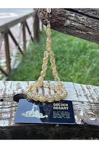 YENİLEBİLİR ALTIN PARÇACIKLI ÖZEL GOLDEN ROSARY TESBİH ürün fotoğrafı