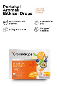 Bitkisel Drops Boğaz Pastili - Portakal Aromalı - Zencefil, Zerdeçal Ve Aronya ürün fotoğrafı