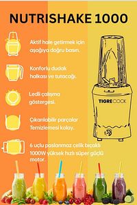 Nutrıshake 3 In 1 Kişisel Smoothie Blender Ve Kahve Baharat Öğütücü 1000w ürün fotoğrafı