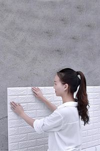 50x50cm(0,25M2) Kendinden Yapışkanlı Beyaz Esnek Sünger Beyaz Tuğla Duvar Kağıdı Paneli Köpük ürün fotoğrafı