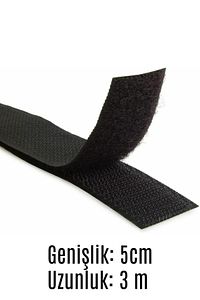 Siyah Cırt Cırt Bant, 3 Metre, En: 5cm, Çift Taraflı Bant, Cırt Bant Yapışkansız ürün fotoğrafı