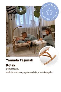 Vernikli Ahşap Hug 2 Kademeli Doğal Sallanan Ana Kucağı Bej ürün fotoğrafı