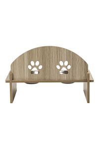Ahşap Özel Isim Baskılı, Oval Kedi Köpek Mama Su Kabı Standı, Metal Suluk, Kedi Köpek Halısı ürün fotoğrafı